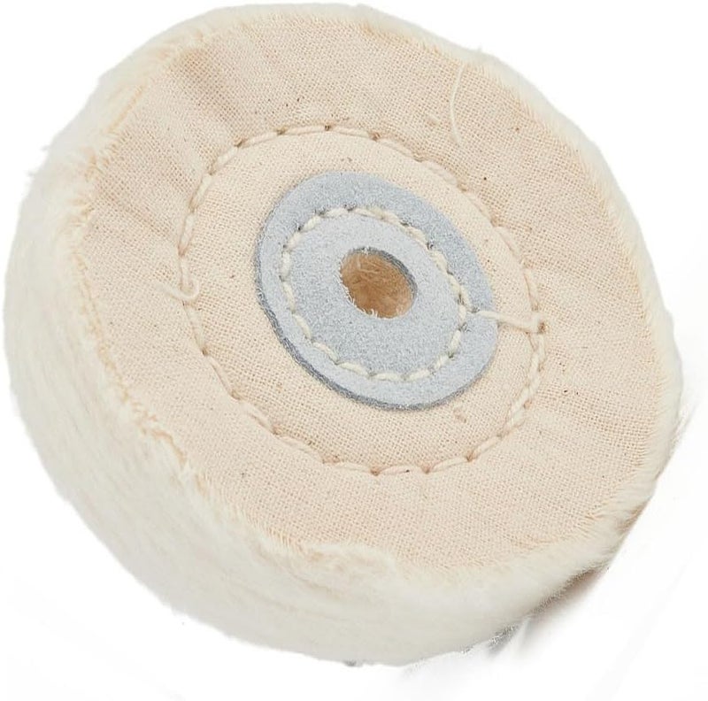 عجلة تلميع قماشية بيضاء مقاس 3 بوصة للمجوهرات والمعادن والخشب والبلاستيك والسيراميك والزجاج - Image 5